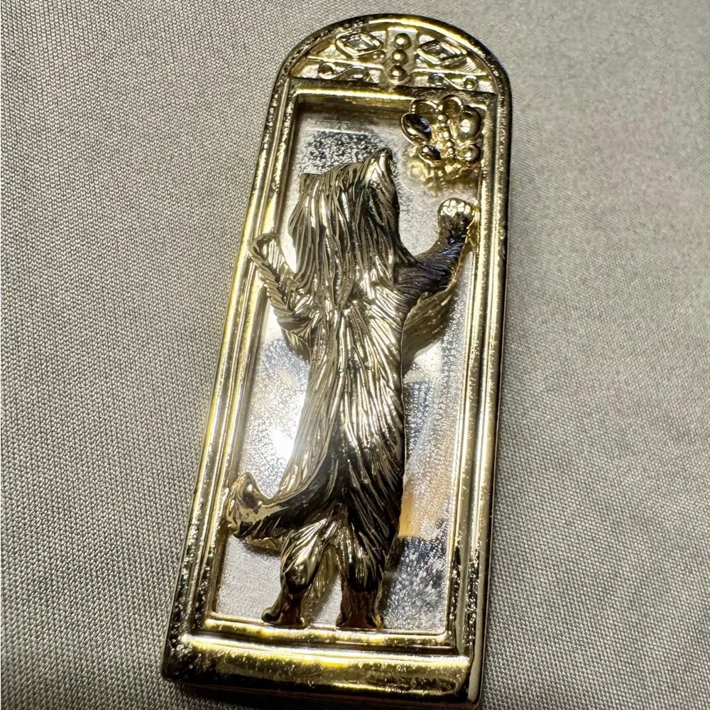 Adorable Vintage AJC cat & mirror brooch
